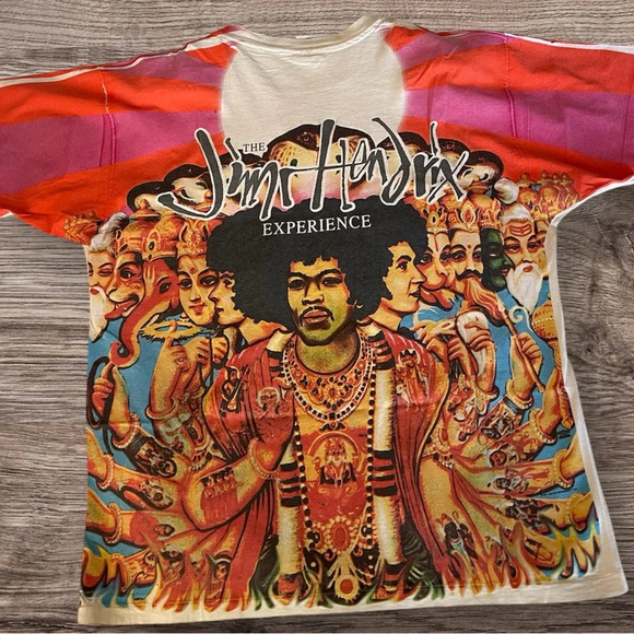 Collectible vtg 90s Jimi Hendrix Axis Bold As Love All Over Print-Hanes tag-XL - Picture 2 of 8